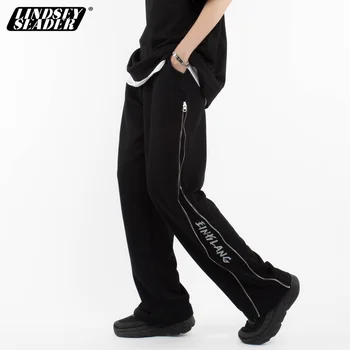 

Pants Men Hip Hop Streetwear Side Zipper Extension Reflective Letters Black Men Pants Fashions Joggers Casual Skateboard Trouser