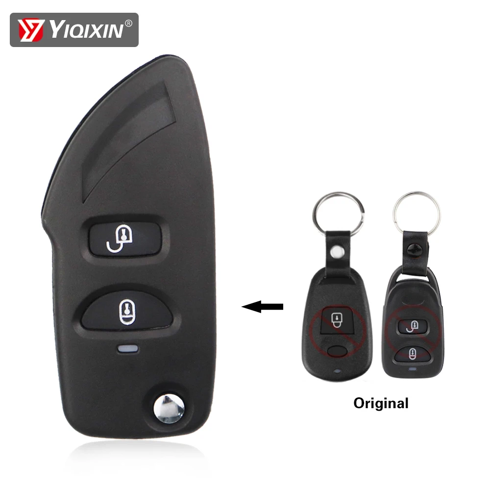 YIQIXIN 2 Buttons Upgrade Modified Flip Remote Car Key Shell For Hyundai Santa Fe Tucson IX35 Elantra Eagle Terracan Atos | Автомобили и