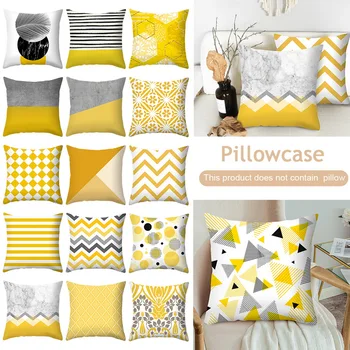 

Yellow Striped Pillowcase Geometric Throw Cushion Pillow Cover Printing Cushion Pillow Case Bedroom Office