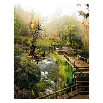 

DIY Diamond Painting Cross Stitch House creek Round Square rhinestone Picture