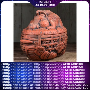 

Wind pot "Wild boar" red clay, 3 l