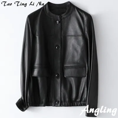

2020 Women Spring Genuine Real Sheep Leather Jacket H60