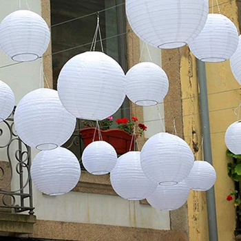 

30 Pcs 4 inch-12 inch White Paper Lantern Chinese Lanterne Papier Lampion Wedding Party Halloween Christmas Event Hanging Decor