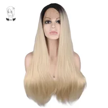 Причудливый W 26 дюймов блонд длинные волнистые парики синтетический парик на кружеве для женщин бесклеевой натуральный жаростойкий дышащий волос