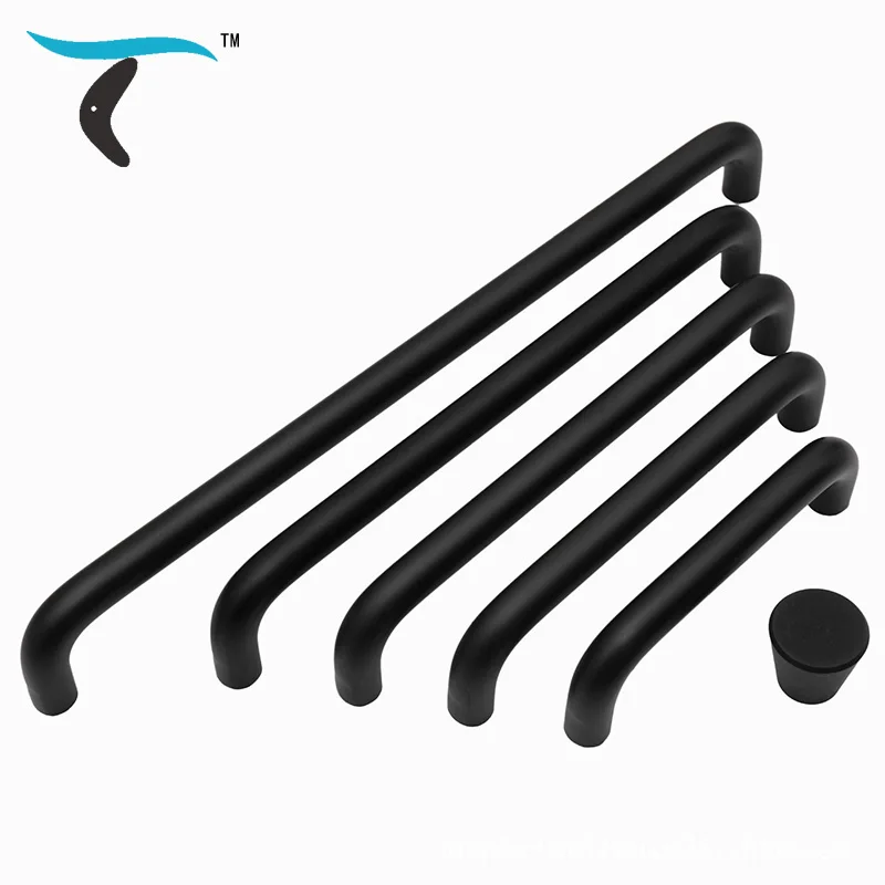 Алюминиевый сплав Черная/золотая для шкафа дверная ручка круглая труба u