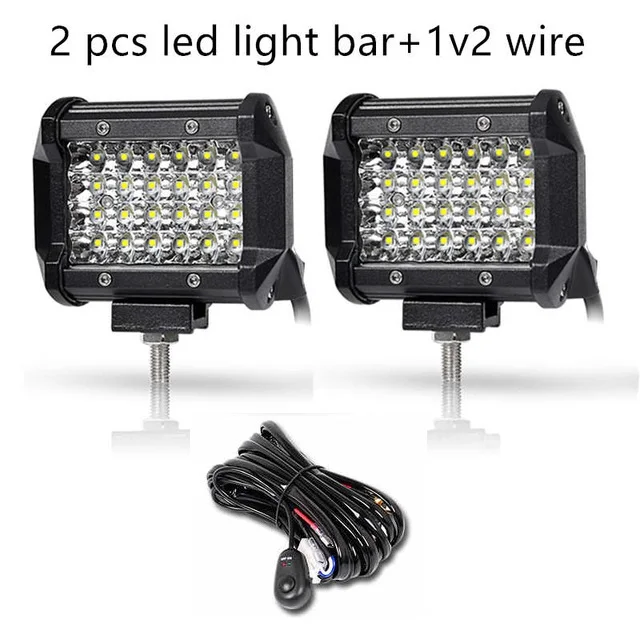 2x4inch light wire Led Bar 4 7 12 17 20 дюймов четырехрядный светодиодный светильник, рабочий светильник, точечный светильник, противотуманный головной светильник для внедорожника 4x4 ATV UAZ Car Kamaz 12V 24V - Цвет: 2x4inch light wire