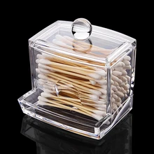 Прозрачный акриловый ватные палочки держатель коробка для хранения макияж Органайзер чехол Портативный ватные диски контейнер