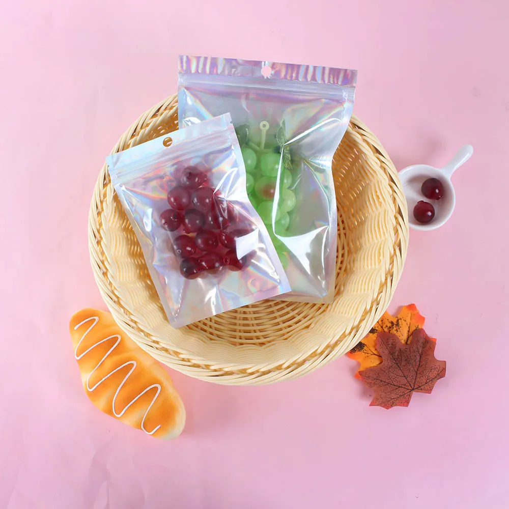 100 шт мешок из алюминиевой фольги самоуплотняющийся на молнии Ziplock мешок для упаковки еды, Розовый Синий Зеленый розничная герметичный упаковочный мешок