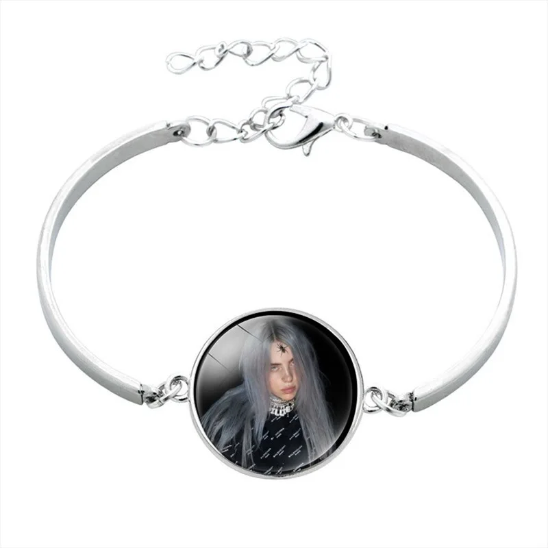 Billie Eilish браслет, хит, репер, культовый, усталое лицо, паук, многослойный кожаный браслет, для мужчин и женщин, стеклянный купол, панк браслет - Окраска металла: style 1-06