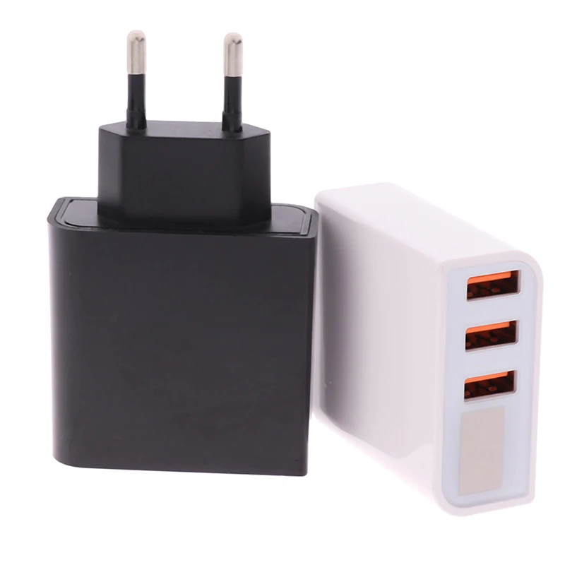 1PC European standard 3USB port multi-function charging plug with LED display 8*5*2.5cm