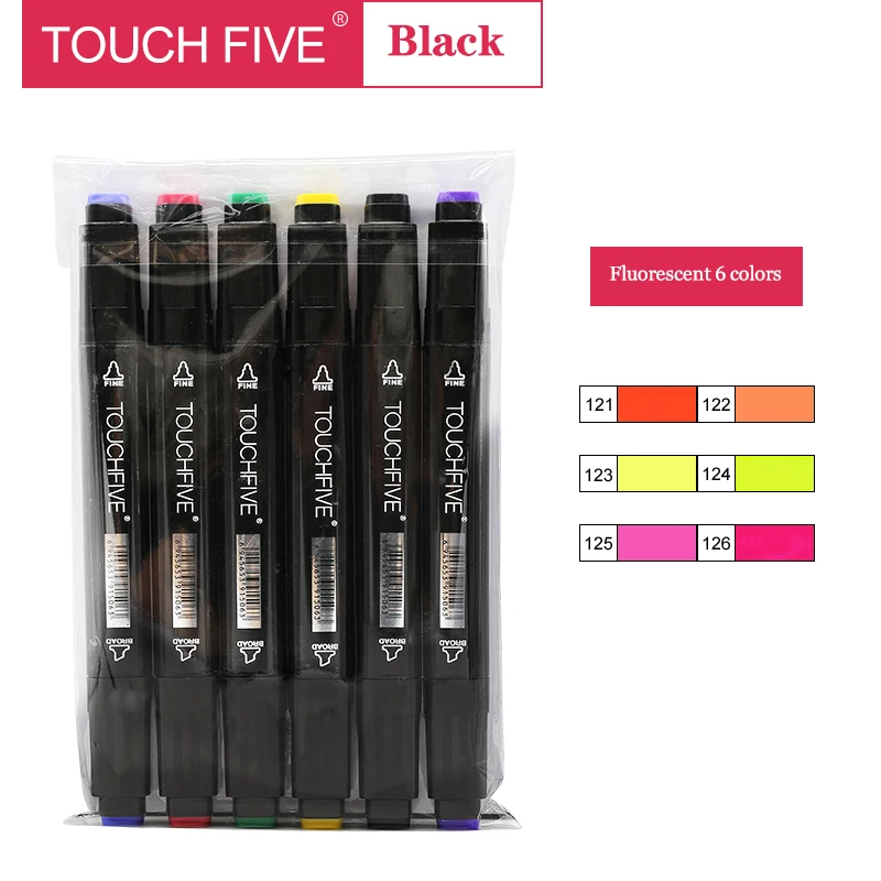 B5thFluorescent TouchFIVE маркер ручка набор 40/60/80/168 Цвет анимация маркер для рисования с двумя головками рисунок художественная кисть ручки на спиртовой основе с 6 подарки - Цвет: B5thFluorescent