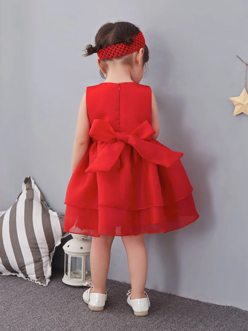 Г. Новое летнее платье для крещения для маленьких девочек бальное красное торжественное платье, одежда для крещения, платья на крестины для маленьких девочек BF164704