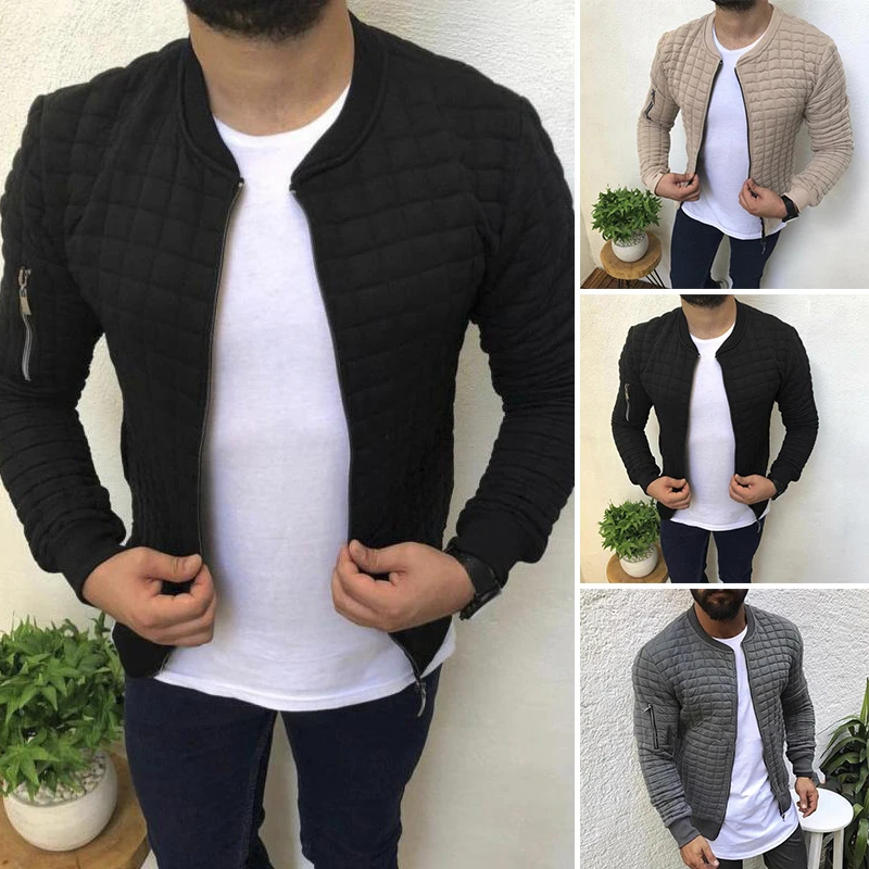 Men Coat Jacket Autumn Solid Tops Fashion Winter Long Sleeve Overcoat Slim