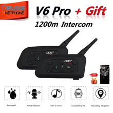 QPLOVE 2pcs EJEAS V6 Pro intercom 1200m motorcycle bluetooth helmet intercom CSR Chip 2.4GHz FM 6 Riders 8H Talking with Scarf