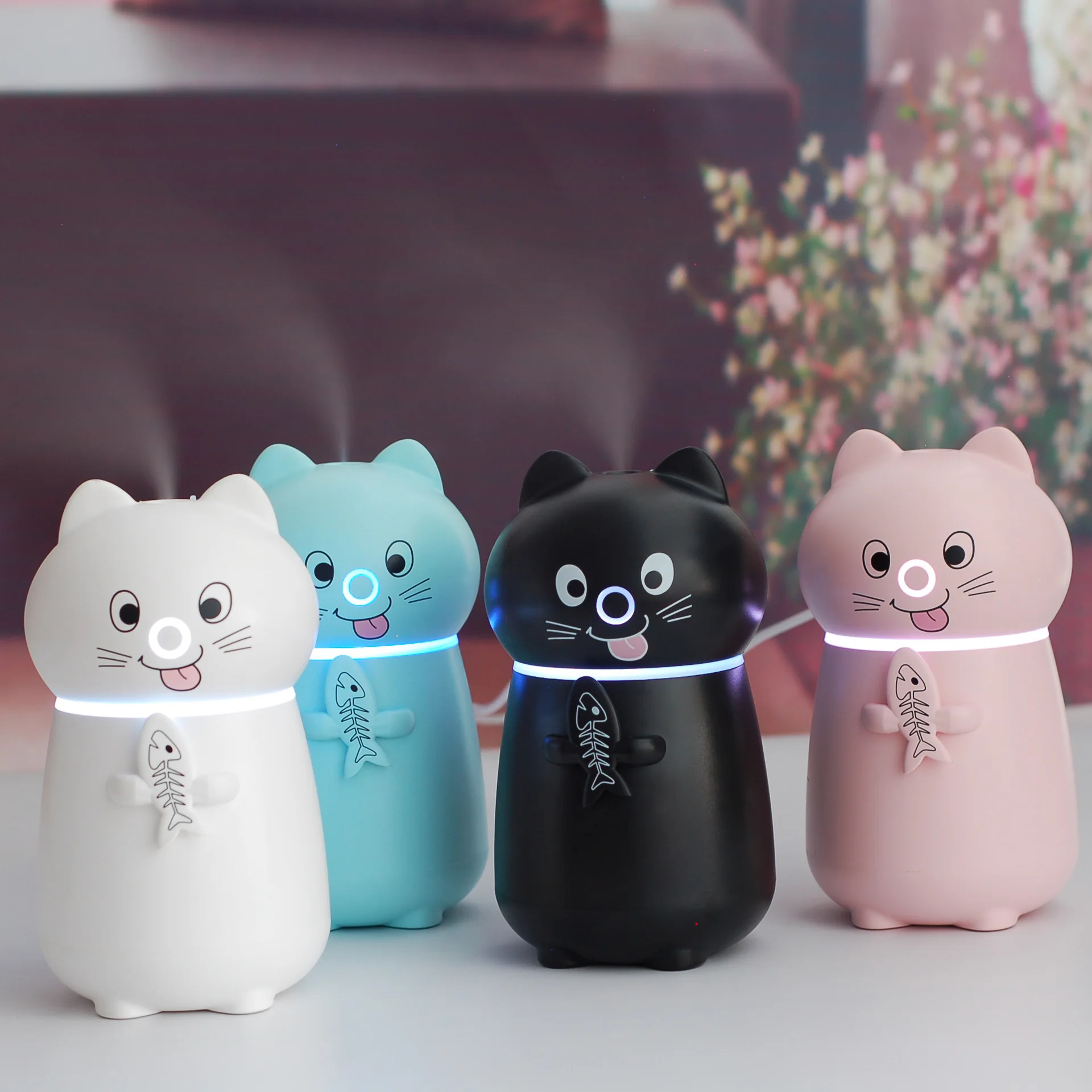 Стиль очаровательная Кошка увлажнитель USB мини настольный маленький ночной Светильник три в одном Многофункциональный Автомобильный увлажнитель воздуха