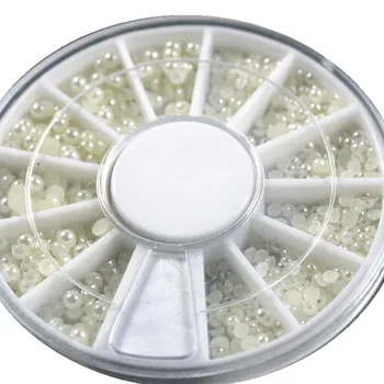 

One Wheels Nail Art White Pearl Decorations Rhinestones Beads DIY Tools Manicure Pedicure Nail Art Studs New Designs TRNC047