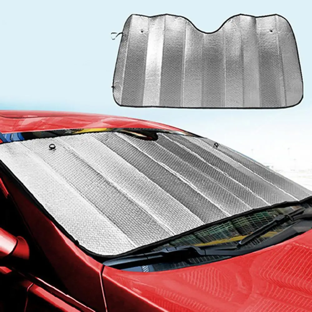 Car Sunshade Sun Visor 1Pc Silver Color Foldable Car Windshield Visor Cover Front Rear Block Window Sun Shade Accessories