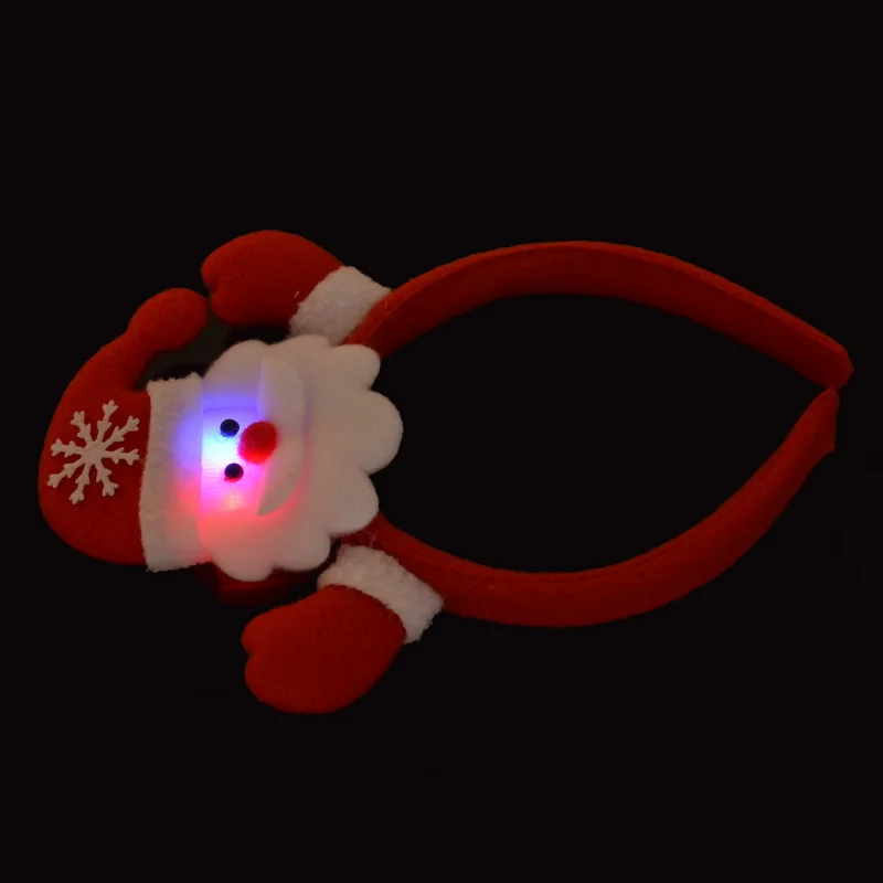 Colorful Changing LED Light Hair Band Christmas Party Decoration Cute Christmas Snowman Head Band Gift For Children