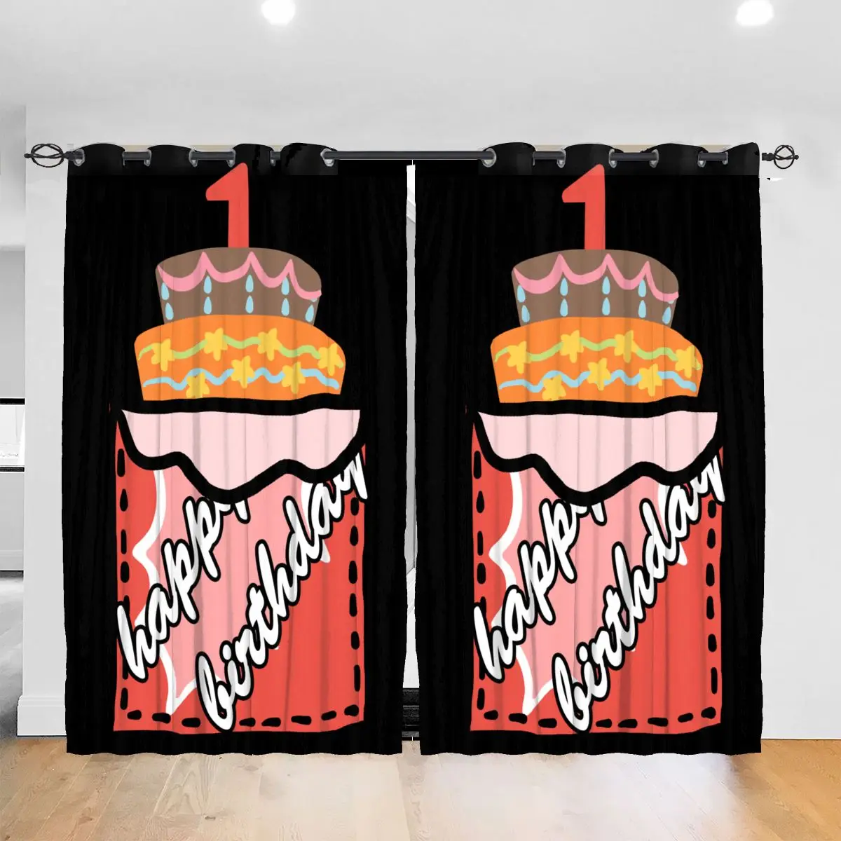 

Living Room Sun Block Curtain Mr.onedeful First Birthday Invitations Light Shading Bedroom Blackout Window Curtains 52x72In