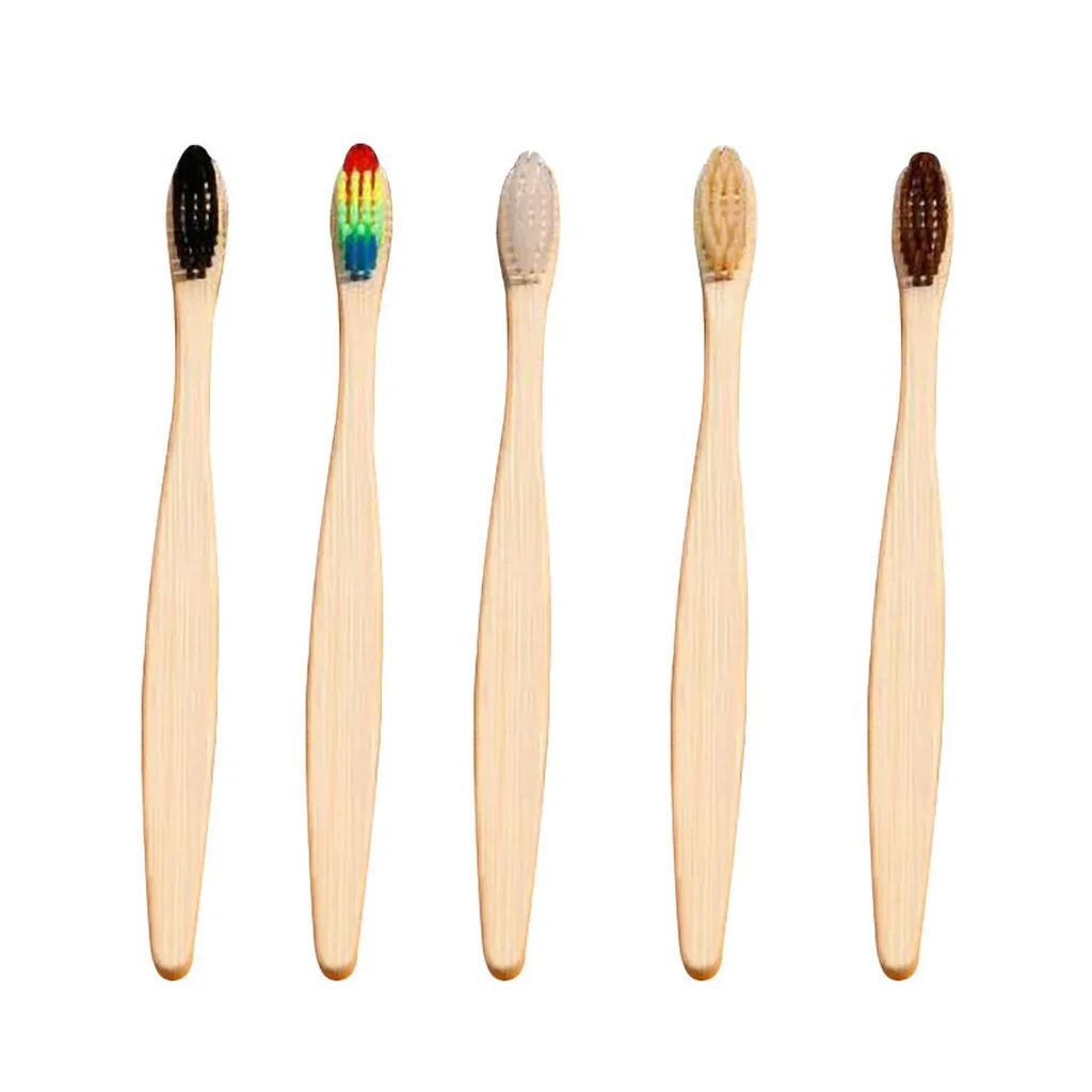Экологичная зубная щетка для чистки зубов из бамбукового угля, Экологически чистая зубная щетка из мягкого волокна 5 шт