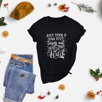 

I Just Took A DNA Test Halloween I'm 100% That Witch Graphic Tee Women's Halloween T-Shirt Halloween Funny Shirt Tops Clothing
