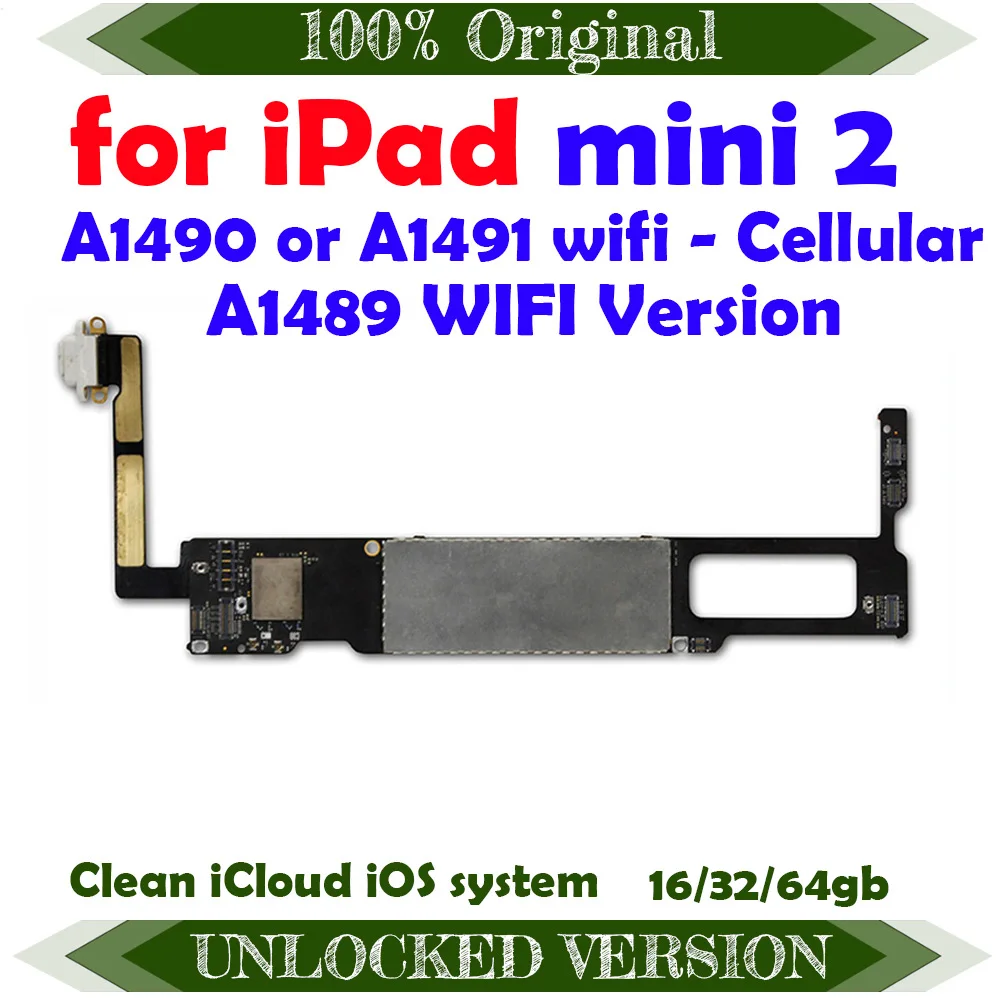 Разблокированная материнская плата для Ipad mini 2 16/32/64 ГБ A1489 A1490 или A1491 Замена