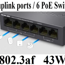 6 портов 2 порта up-link 4 poe 43 Вт 100 Мбит/с MCU PoE коммутатор Ethernet сетевой коммутатор LAN концентратор полный/полудуплексный обмен Авто MDI/MDIX
