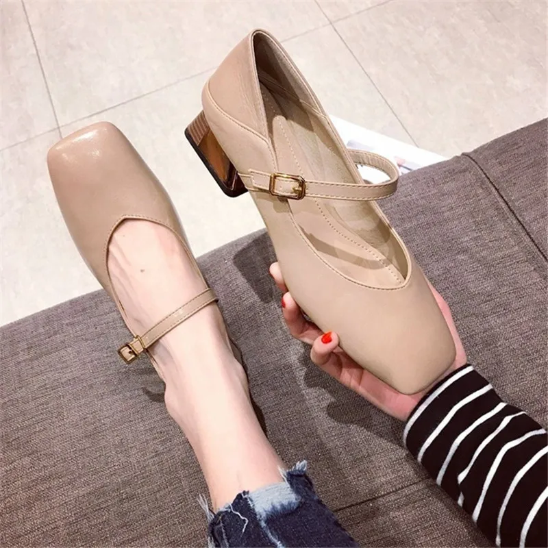 Брендовая дизайнерская летняя и осенняя новая модная обувь с квадратным носком женская модная обувь на толстой подошве