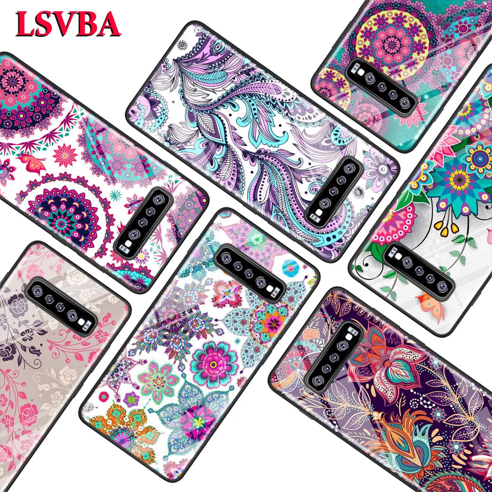 Flower Mandala Henna for Samsung Galaxy Note 10 9 8 Pro S10e S10 5G S9 S8 S7 Plus Super Bright Glossy Phone Case Cover | Мобильные