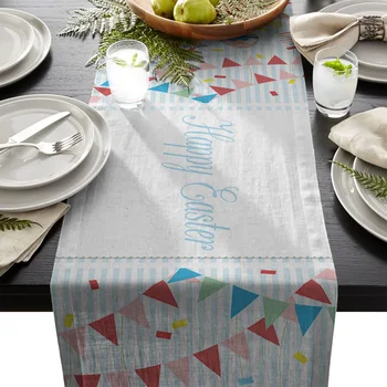 

Happy Easter Day Theme Cartoon Table Runner Table Flag Home Party Decorative Tablecloth Table Runners