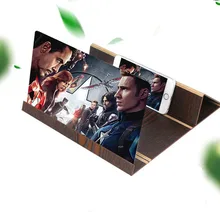 Стерео Зум 12 дюймов 3D настольный деревянный стенд мобильный телефон видео экран Лупа усилитель ленивый стенд