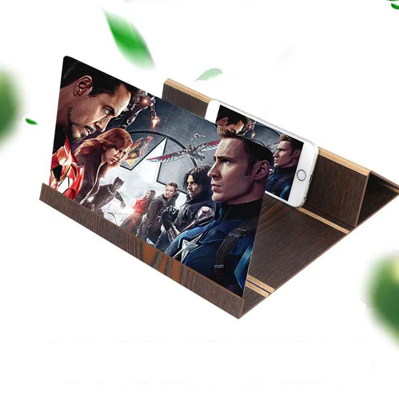 

Stereo Zoom 12 Inch 3D Desktop Wooden Stand Mobile Phone Video Screen Magnifier Amplifier Lazy Stand