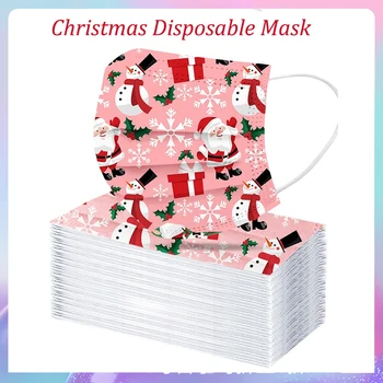 

50PCS Christmas Disposable Mask Adult Child 3-layer Disposable Non-woven Ear Loop Breathable Surgical Masks 24h Fast Shipping