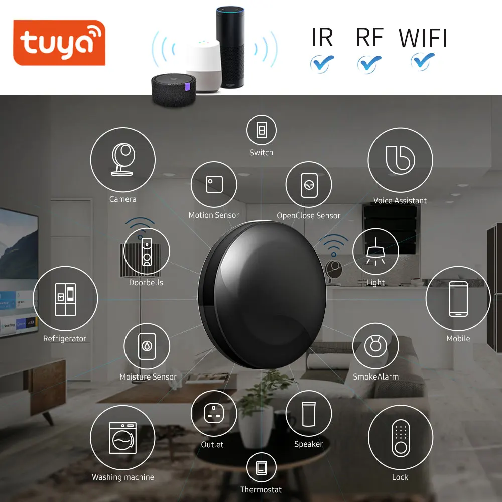 Универсальный умный пульт дистанционного управления TUYA WIFI + IR RF поддержка Alexa Google
