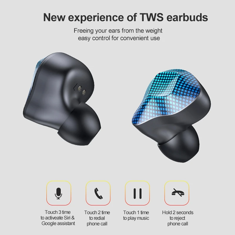 S15 Wireless Bluetooth Headset TWS Binaural Mini Headset Sports press contact LED Display Bluetooth 5 0 Headset