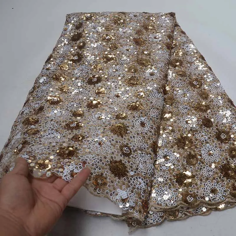

2020 New Asoebi Sequins Lace Fabric High Quality Latest Sequins African Lace Fabric Wedding French Tulle Lace Fabric