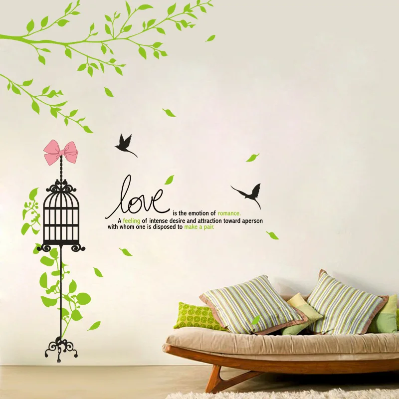 Cross Border New Style Wall Stickers Birdcage Decoration DIY Decoration Adhesive Paper Bedroom Living Room Hallway Wallpaper Who