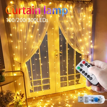 3M Led Fairy Lights Garland Gordijn Lamp Afstandsbediening Usb String Lights Garland Op Het Raam Kerstversiering Voor thuis