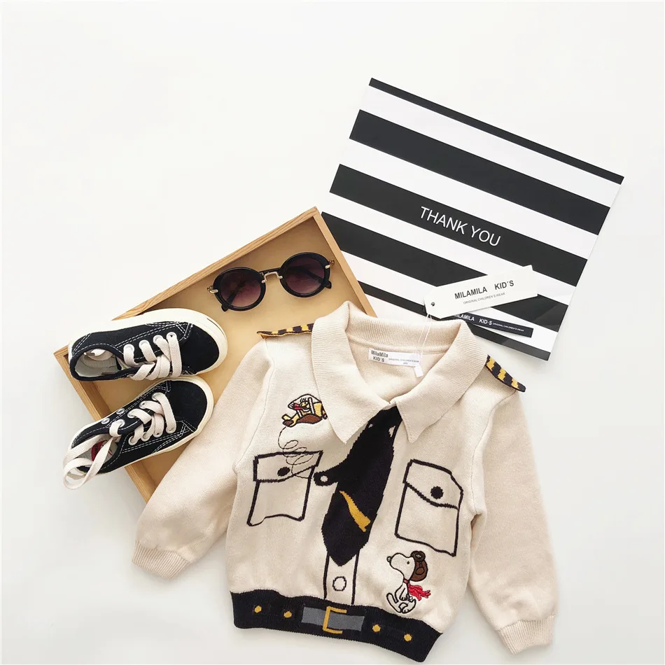 Tonytaobaby/осенне-зимняя одежда детская одежда хлопковый свитер-пилот свитера для мальчиков свитера для девочек