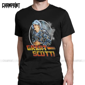 

Great Scott Back To The Future T Shirts Men Cotton T-Shirts Doc Brown Time Machine Fiction Flux Delorean Tee Shirt Short Sleeve
