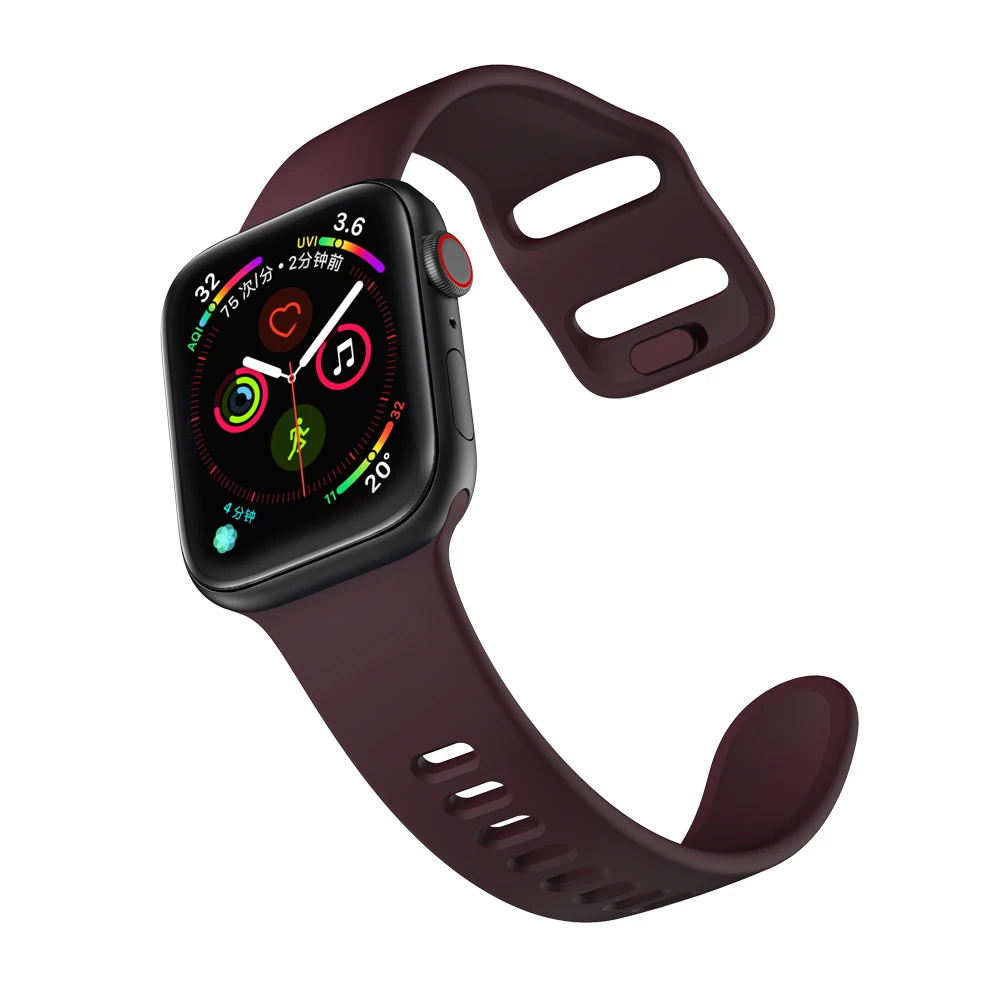 Wine red Для Apple Watch band 5 4 3 2 1 Спортивный мягкий жидкий силиконовый браслет жидкий резиновый сменный ремешок 38 42 мм для iwatch 40 44 мм - Цвет ремешка: Wine red