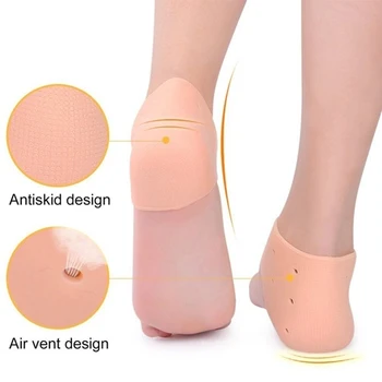 

2 pieces Feet Protective Sleeve Heel Spur Pads Silicone breathable for Relief Plantar Fasciitis Pain damping anti-crack socks