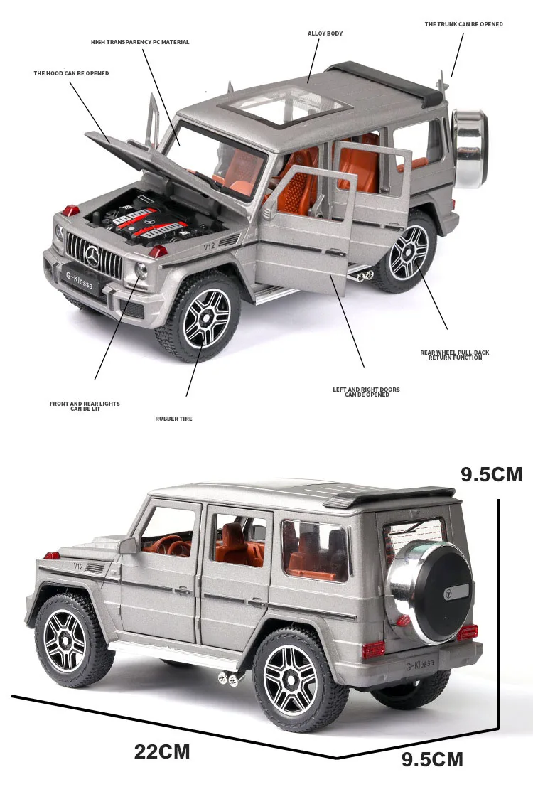 1/24 большой G63 AMG игрушечный автомобиль модель сплав детские игрушки Подлинная Лицензионная коллекция военный внедорожник дети G-Klessa