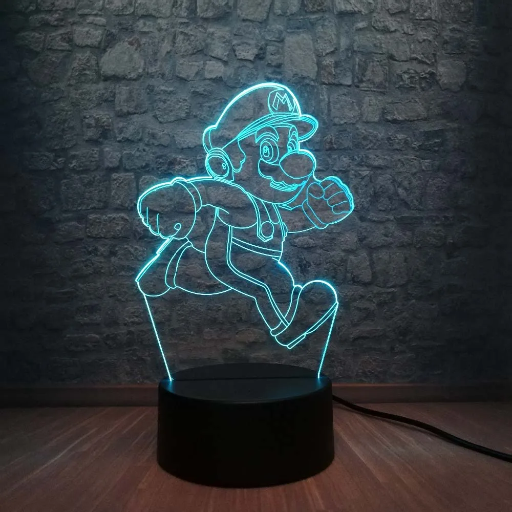 Прямая мультфильм Супер Марио 3D светодиодный USB перезаряжаемые настольные фары ночные огни прикроватная лампа для детей Новинка рождественские подарки