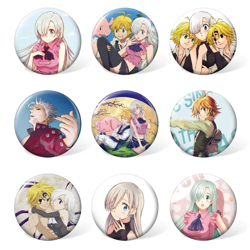 9pcs/set Seven Deadly Sins Anime Cartoon Badge Colorful Brooch for Clothing & Accessories ( ) | Тематическая одежда и