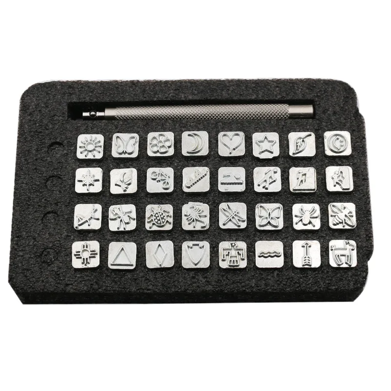 

New Style DIY Leather Tool 32 PCs Set Leather Sculpture Leather Printed Rushed Indian Style Pattern Print Rushed