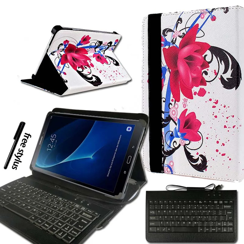 Rose KK&LL для samsung Galaxy Tab A A6 10,1 T580 T585()-кожаный чехол-подставка для планшета+ микро-usb клавиатура - Цвет: Rose