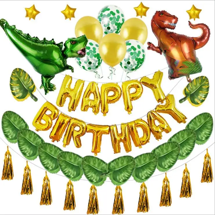 Мотив динозавра партия набор День Рождения флаг с надписью черепаха задний лист воздушный шар с динозавром бумажные кисточки детский душ украшения