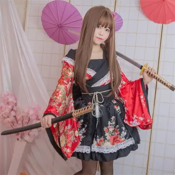 

Girls Lovelive Kimono Dress Japanese Kawaii Anime Cosplay Costumes Floral Fancy Oriental Yukata Woman Lace Lolita Party Clothing