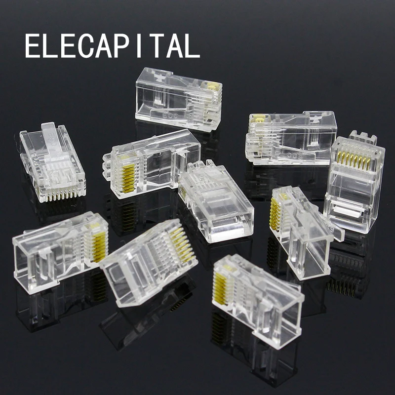 크리스탈 헤드 모듈러 플러그 금도금 네트워크 커넥터, 100PCs, RJ45, CAT5, CAT5E, 신제품, 무료 배송